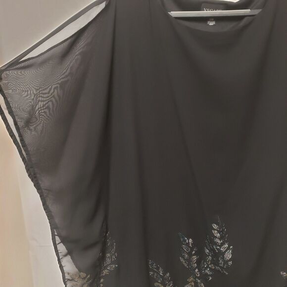 Xscape Black Sequin Formal Cape Dress Size 18W Fully Lined POE Party Cocktail - Picture 7 of 12